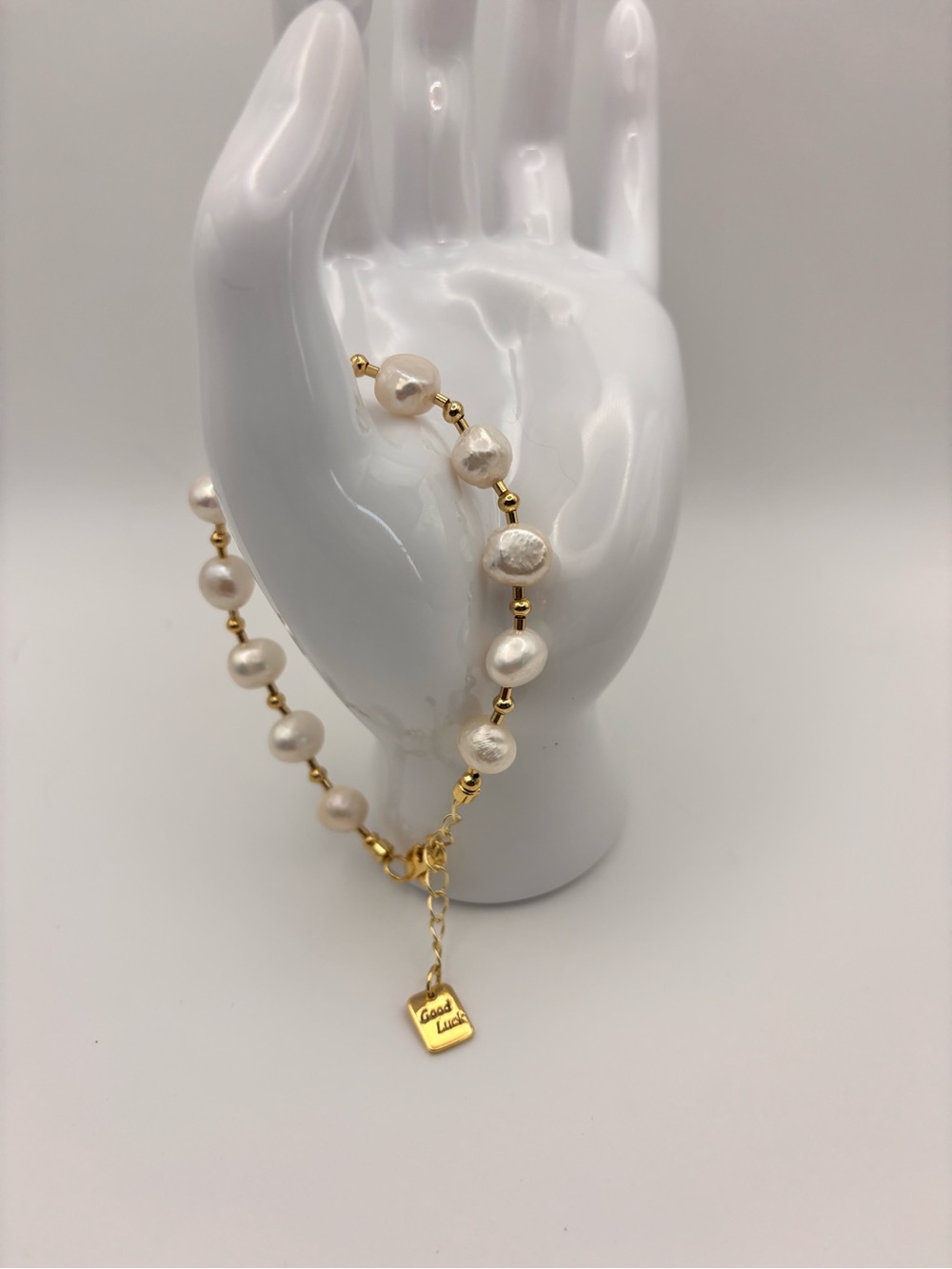 Gold Plated Natural Freshwater Pearl Bracelet